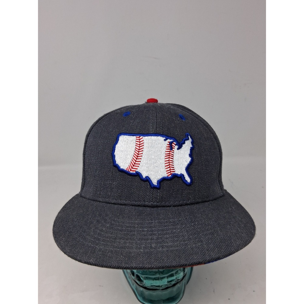 Baseballism USA Map Baseball Stitch Snapback Hat Charcoal Gray Flag Under-visor